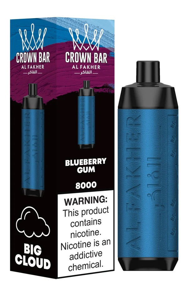 Al Fakher Crown Bar 8000 Puffs - Blueberry Gum
